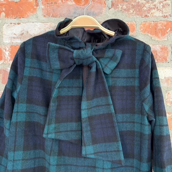 Tuckernuck Blackwatch Plaid Daphne Dress Wool Blend Bow Ruffle Neck Size M - Picture 3 of 7